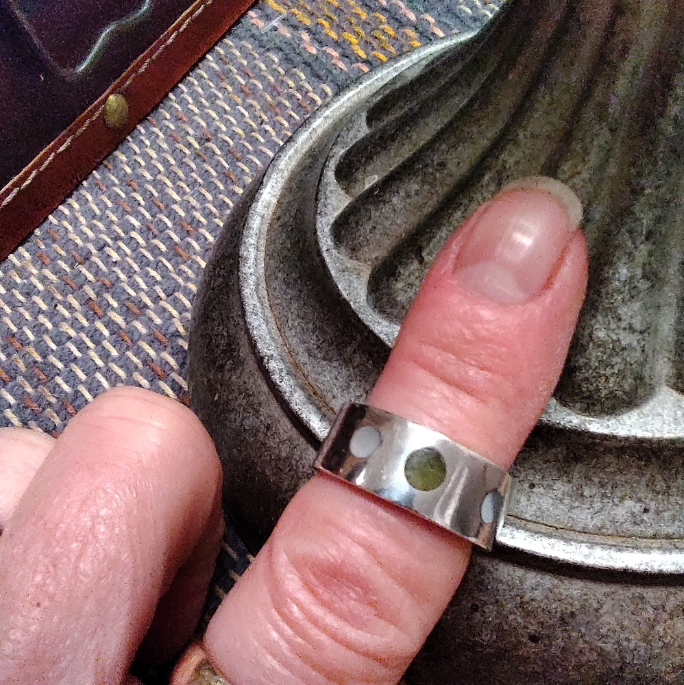 Sterling silver band ring inlaid stones (Size Edit 6-30-26)
